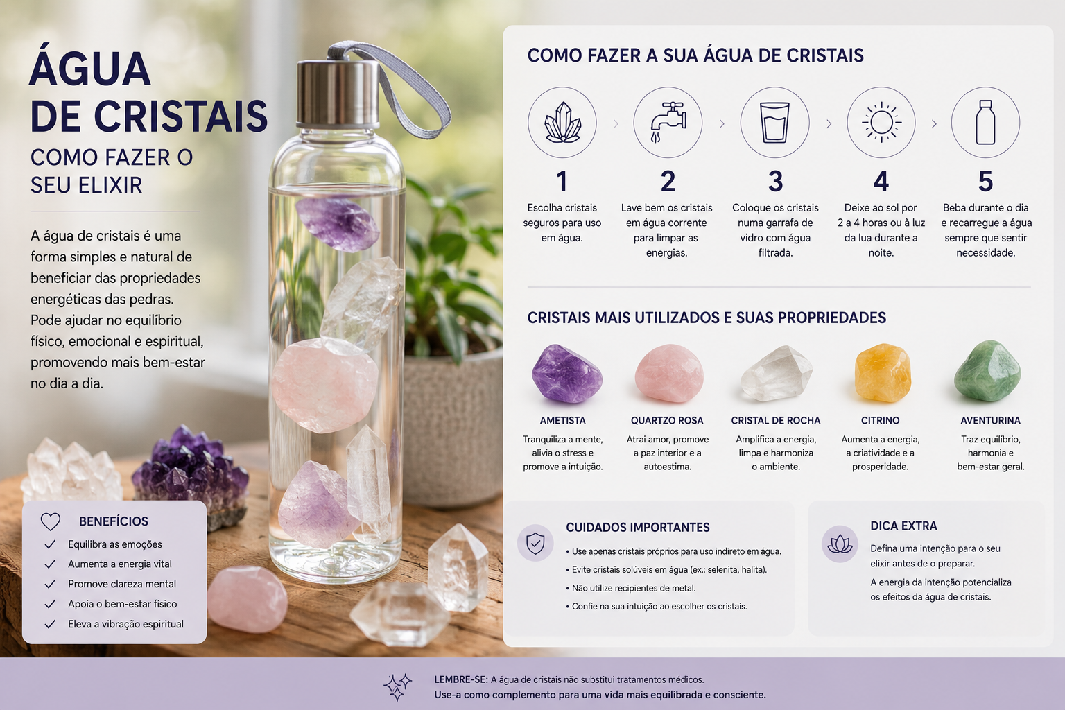 Água de Cristais: Como Fazer Elixires em Casa com Segurança