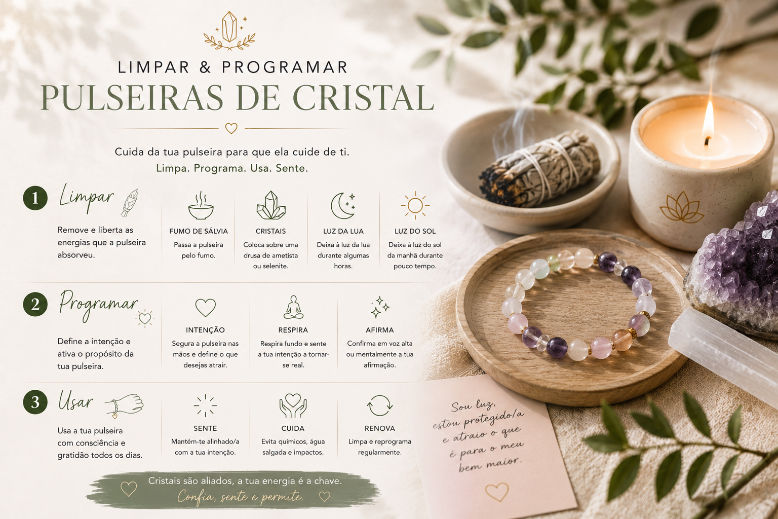 Como Limpar e Programar Pulseiras de Cristal Como Limpar e Programar Pulseiras de Cristal