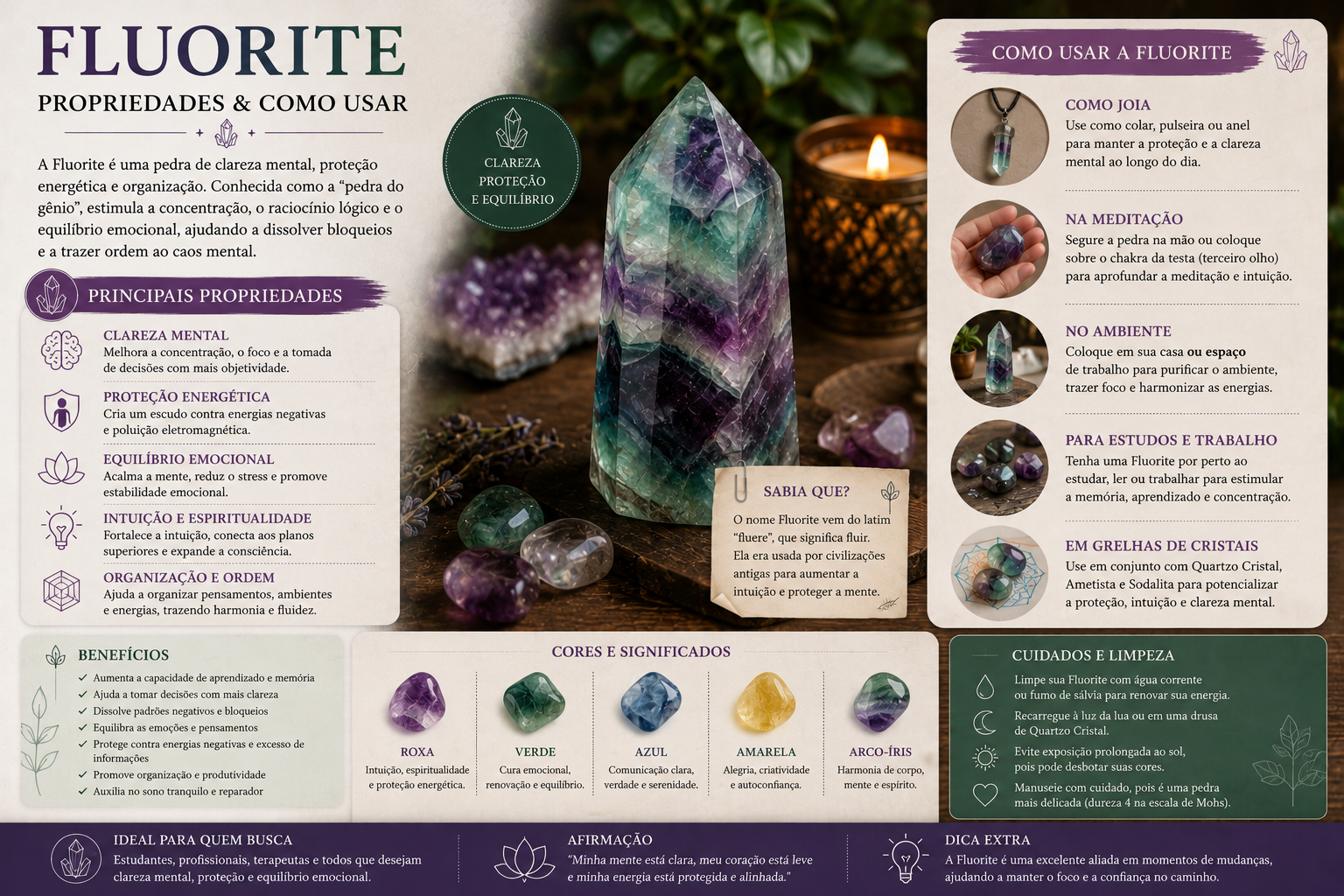 Fluorite: Propriedades, Significado e Como Usar o Cristal do Foco