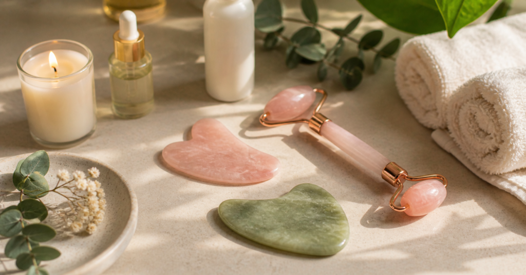 Gua Sha e Rolos de Massagem Facial