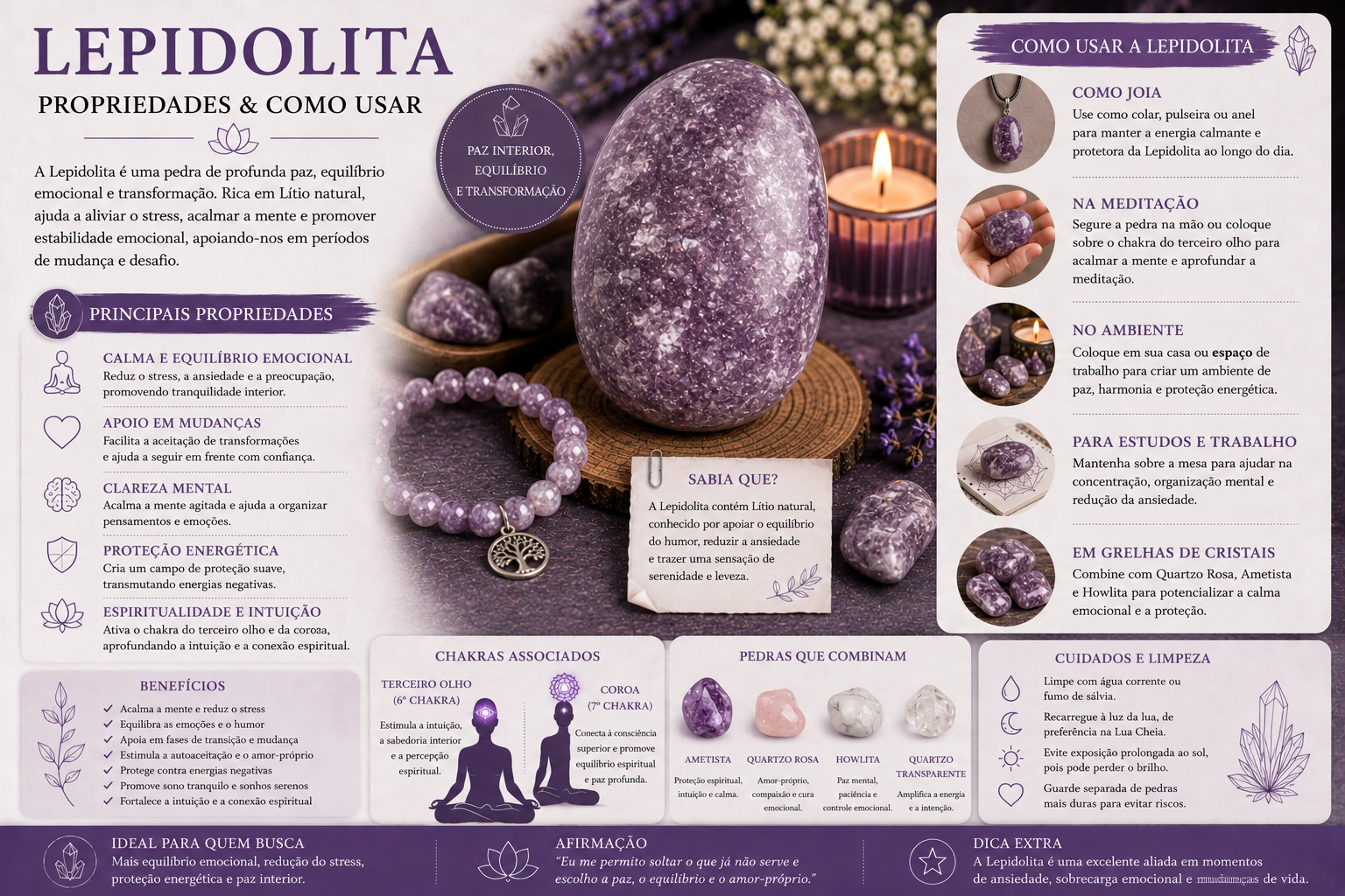 Lepidolita: Propriedades, Significado e Como Usar o Cristal da Calma