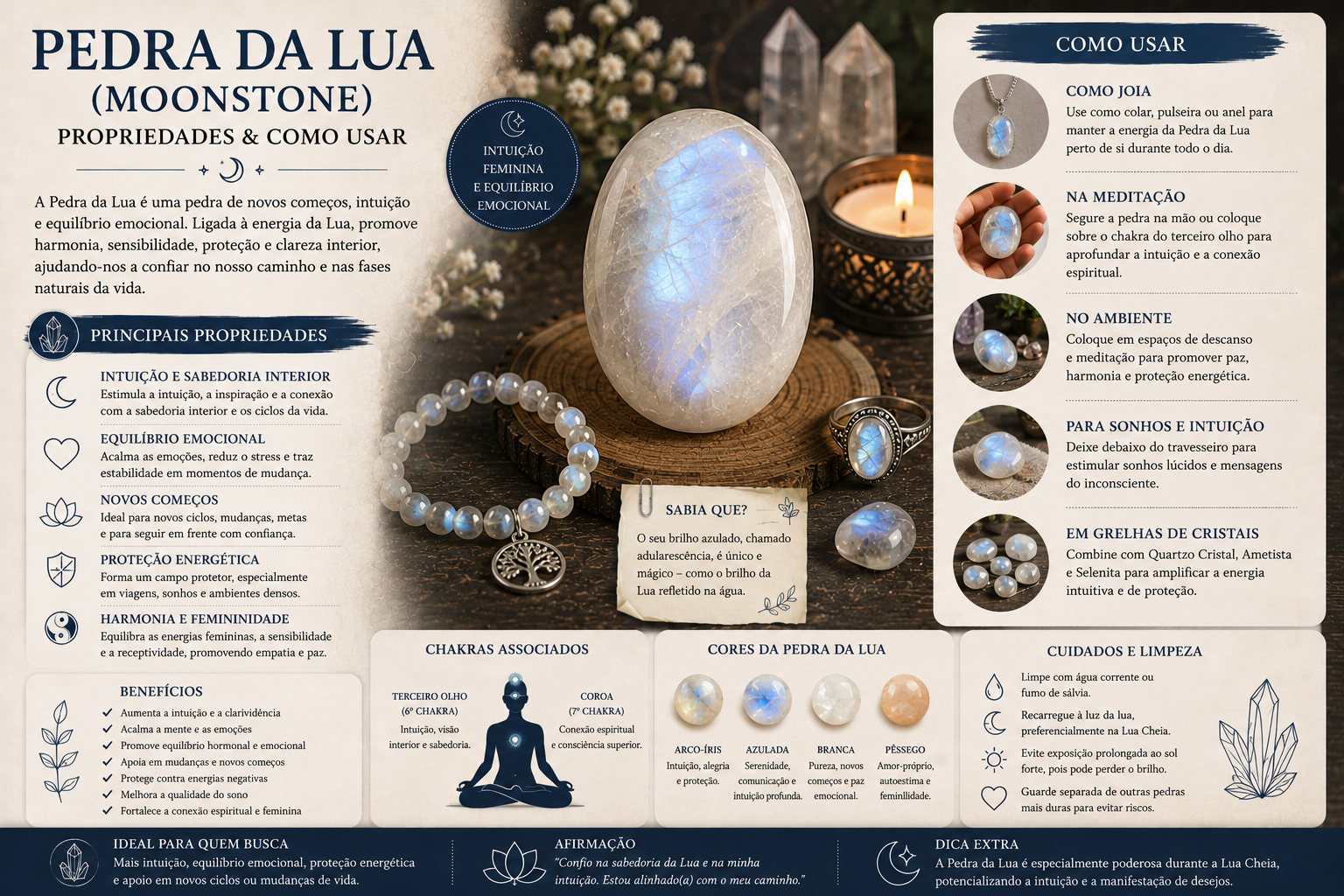 Pedra da Lua: Propriedades, Significado e Como Usar o Moonstone