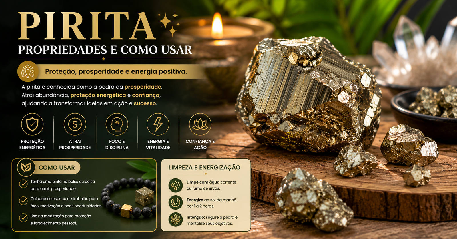 Pirita: Propriedades, Significado e Como Usar o Cristal da Abundância