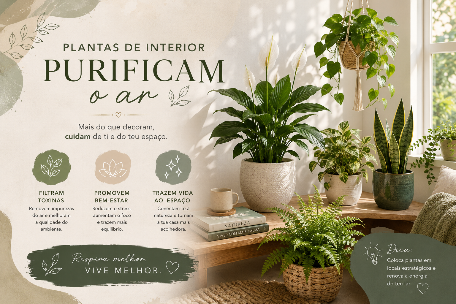 Plantas de Interior que Purificam o Ar e Elevam a Energia