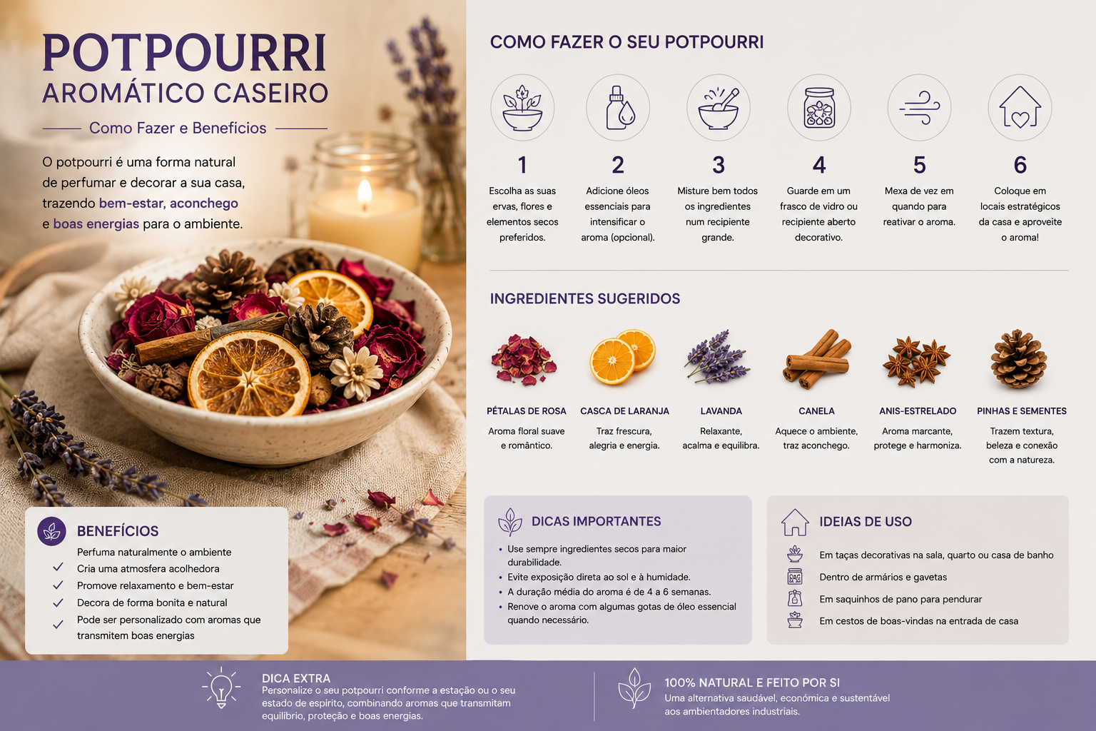 Potpourri Aromático Caseiro: Como Fazer e Perfumar a Casa Naturalmente