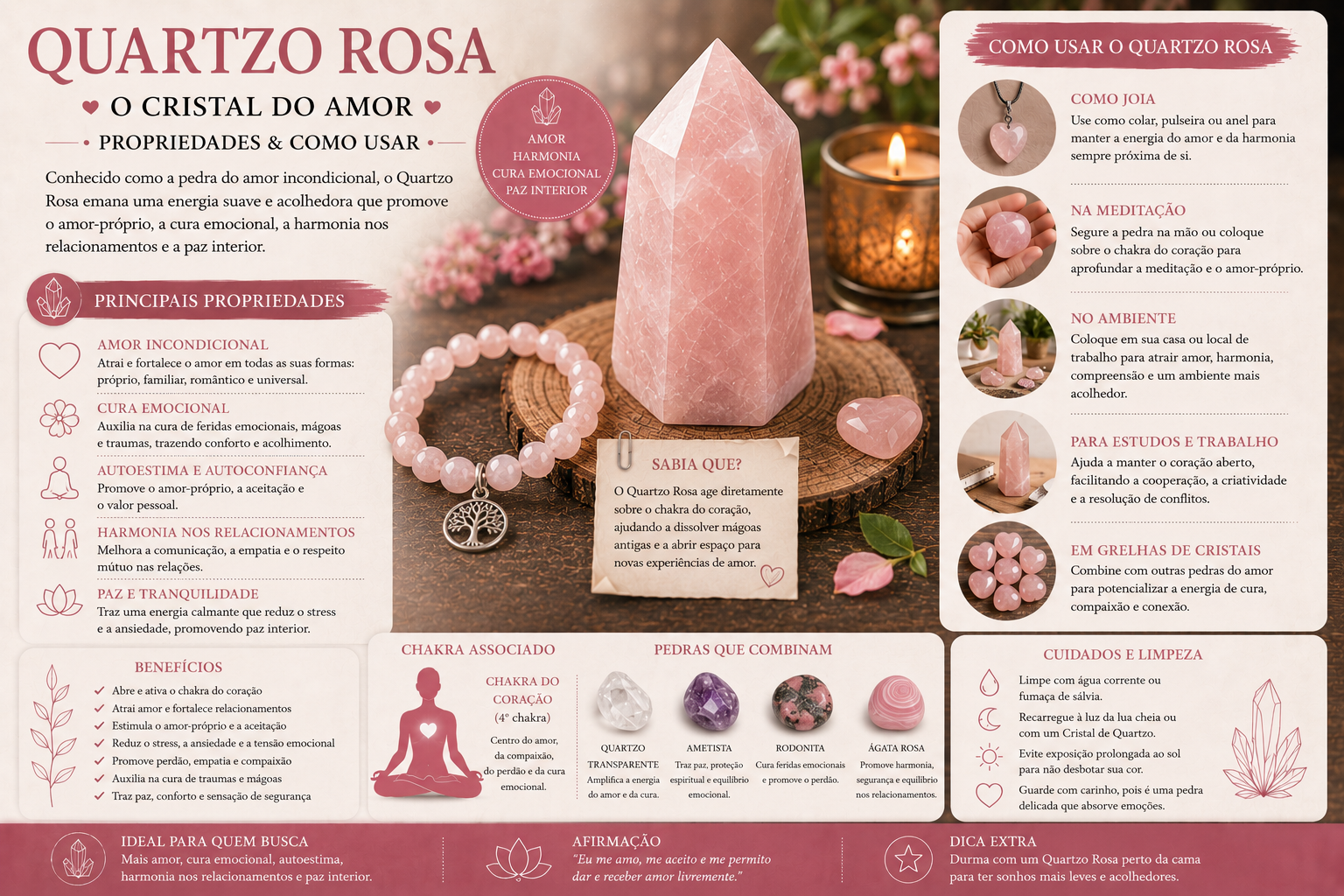 Quartzo Rosa: O Cristal do Amor — Guia Completo Quartzo Rosa: O Cristal do Amor — Guia Completo