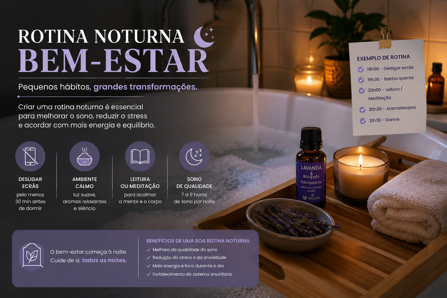 Rotina Noturna Completa de Bem-Estar