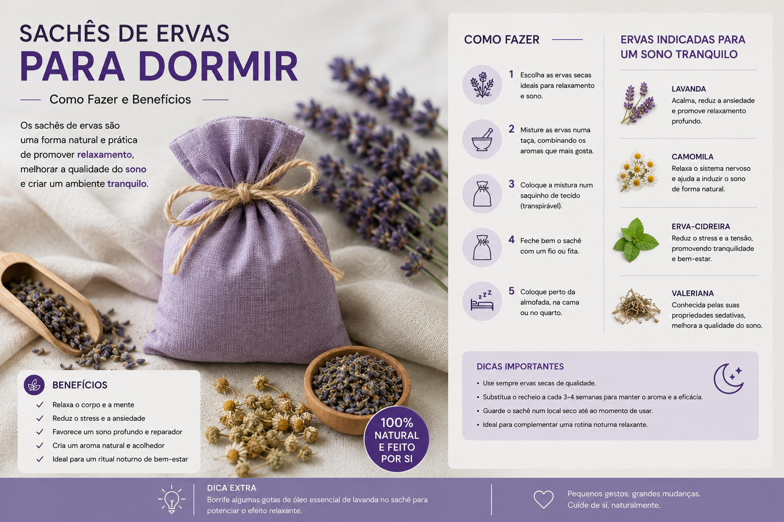 Sachês de Ervas para Dormir: Como Fazer e Colocar na Almofada