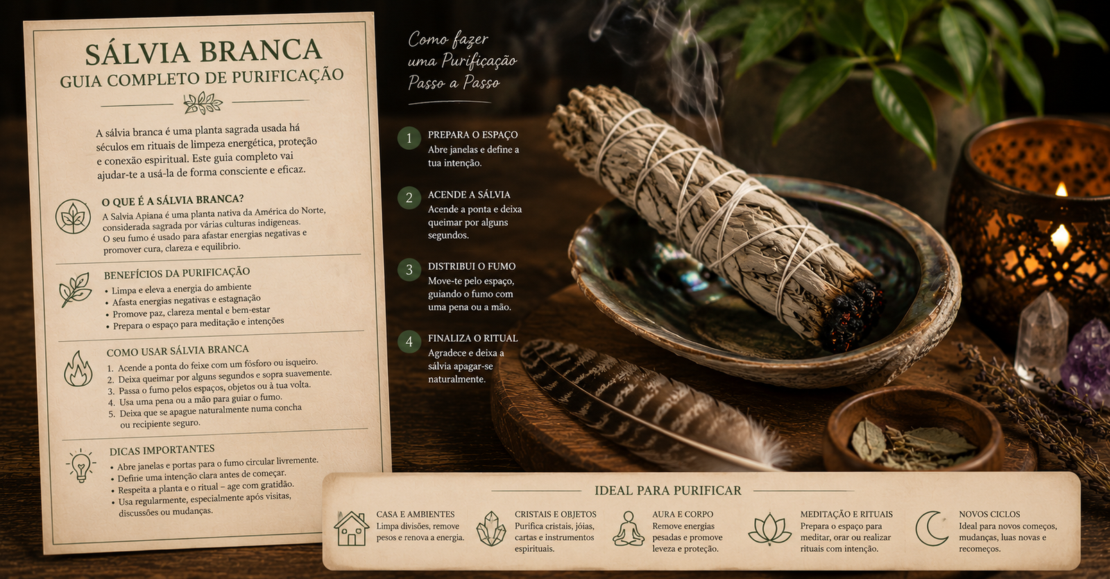 Sálvia Branca: Guia Completo de Uso, Rituais e Purificação