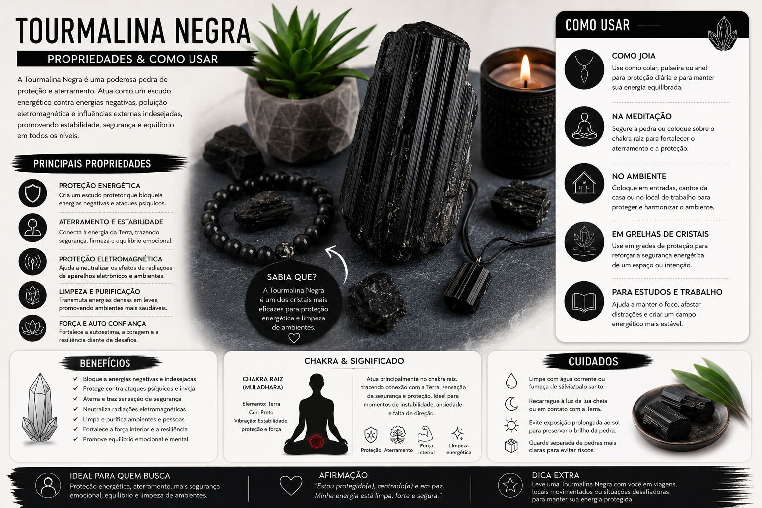 Tourmalina Negra: Propriedades, Proteção e Como Usar Tourmalina Negra: Propriedades, Proteção e Como Usar