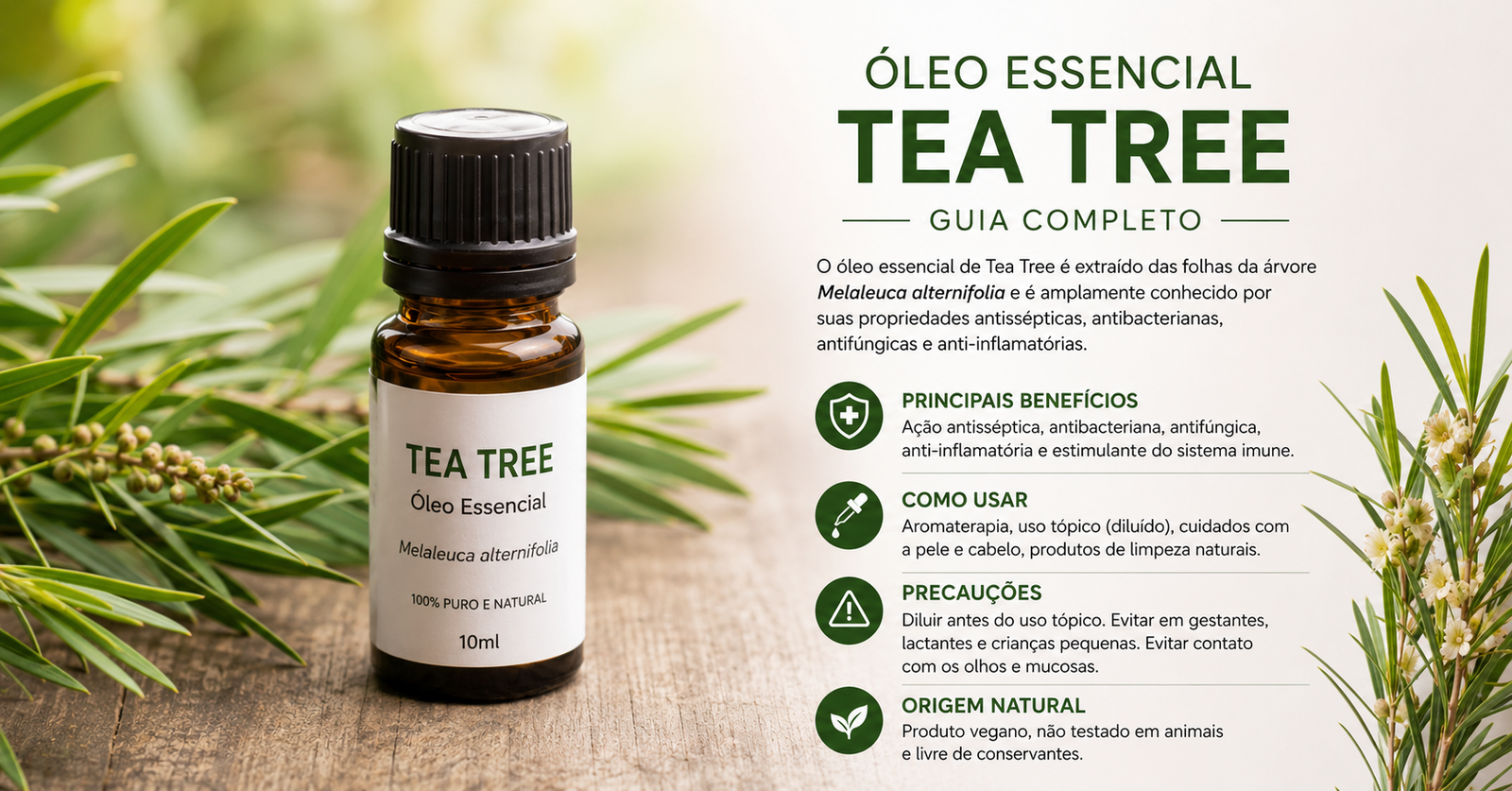 Óleo Essencial de Tea Tree: Guia Completo de Usos e Benefícios Óleo Essencial de Tea Tree: Guia Completo de Usos e Benefícios